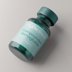 Bottle of compounded GLP-1 Semaglutide by My Labs Direct